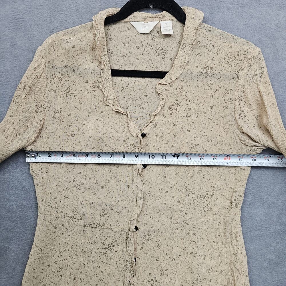 J Jill Beige Floral Cottagecore Blouse Romantic Prairie Boho Button Top S - Picture 5 of 8